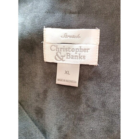 Vintage Christopher & Banks Jumper Dress Size XL Olive Green Stretch Trees 80s - Picture 3 of 8